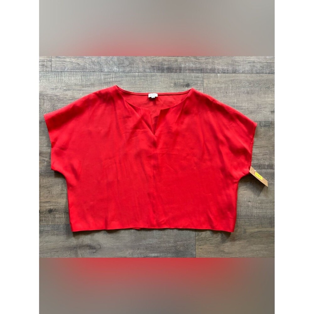 NWT CREMIEUX women’s size large red orange oversized boxy cropped London blouse
